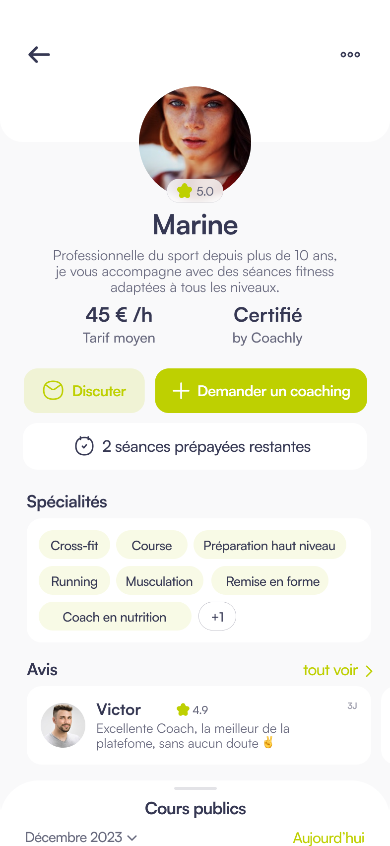 Coachly Mobile Application Custom Profile