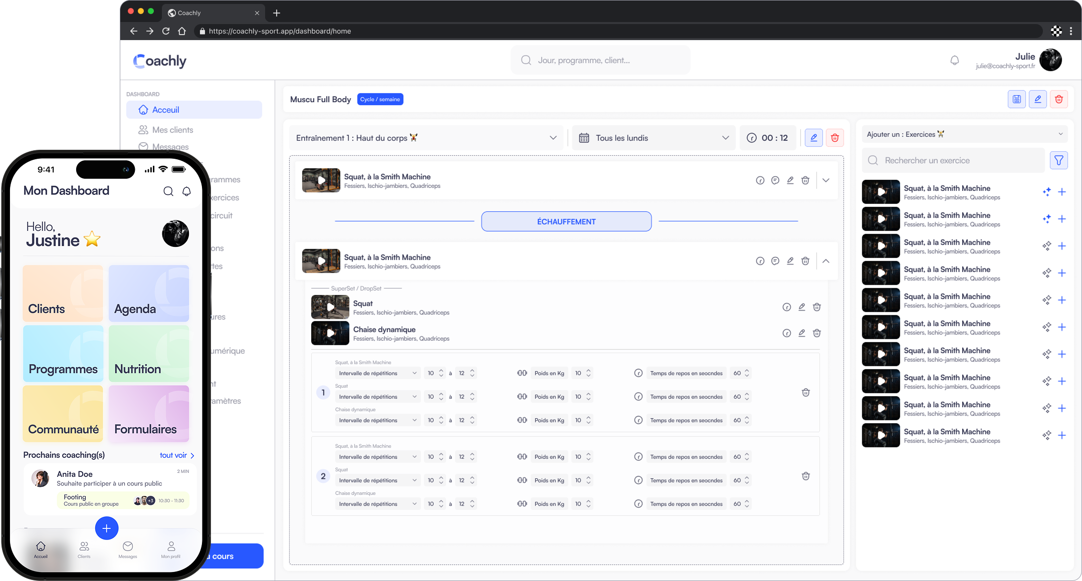 Coachly Mobile Application Dashboard